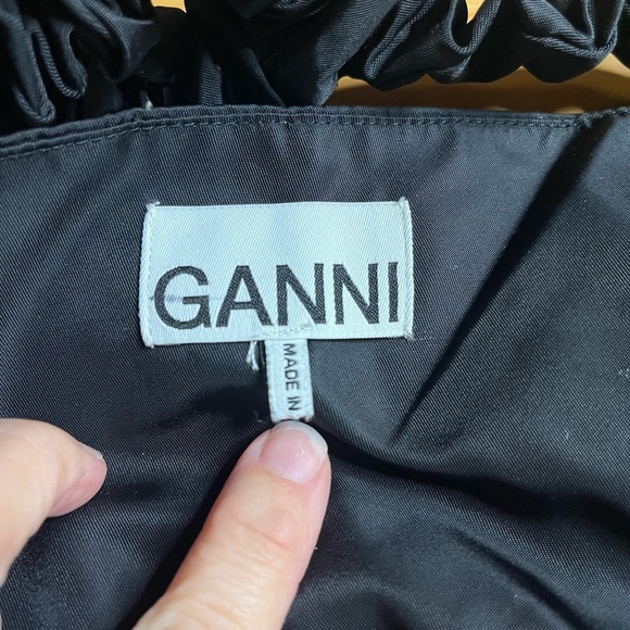 EUC Ganni- Ruched Strap Elegant Black Dress. Size US 2 - Picture 3 of 11